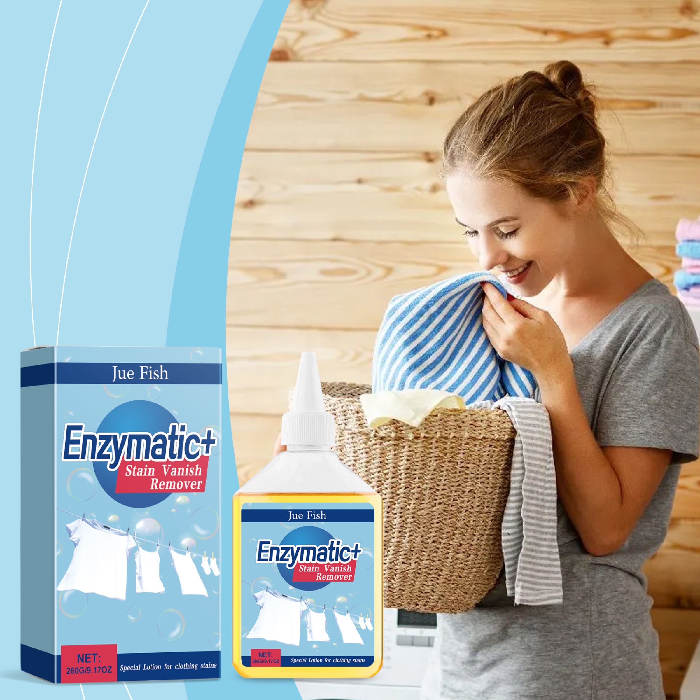 JUE FISH Enzyme Laundry Stain Remover Liquid, 260 g / 1 Pack photo 8