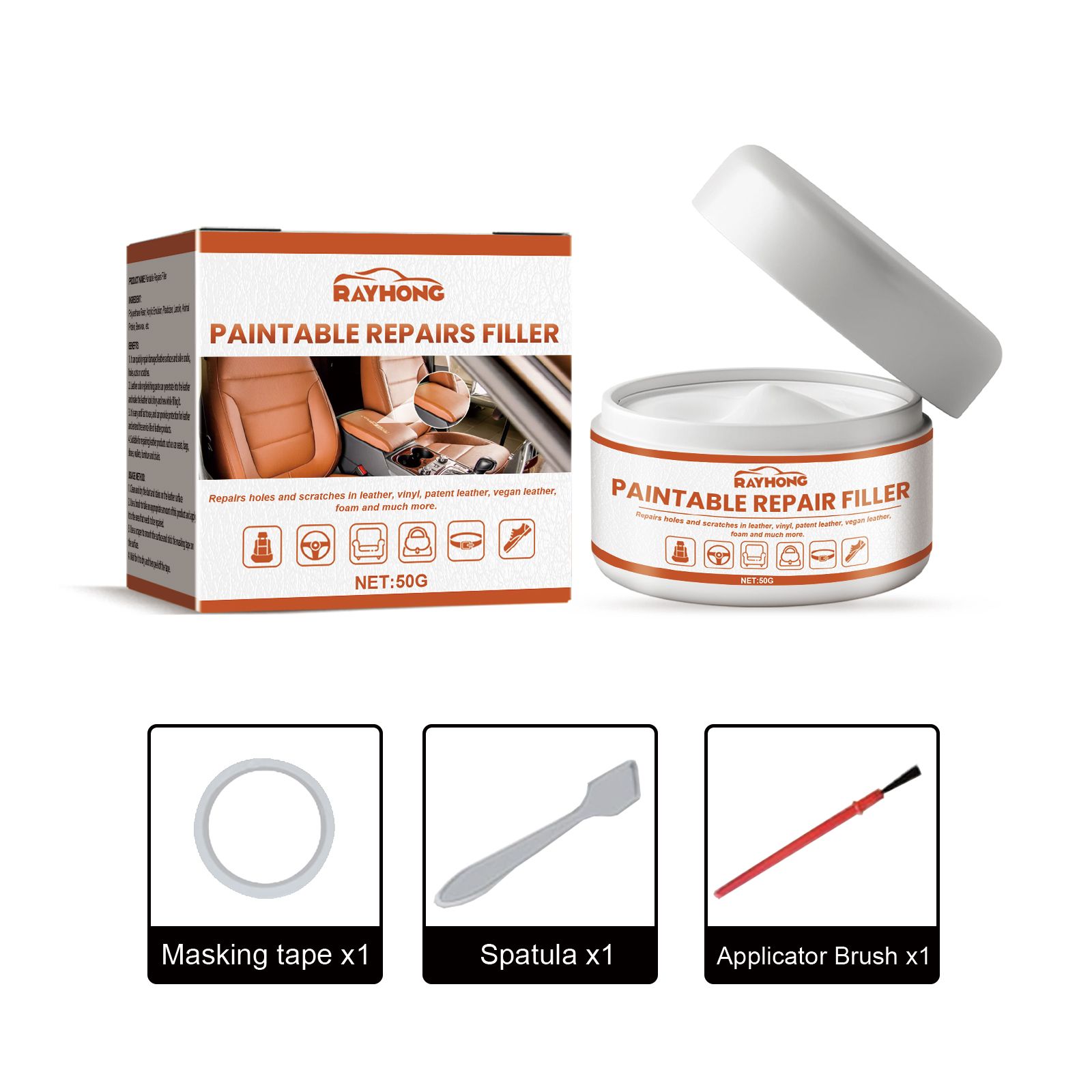 RAYHONG Automotive Leather Filler Paste, 1 Kit photo 1