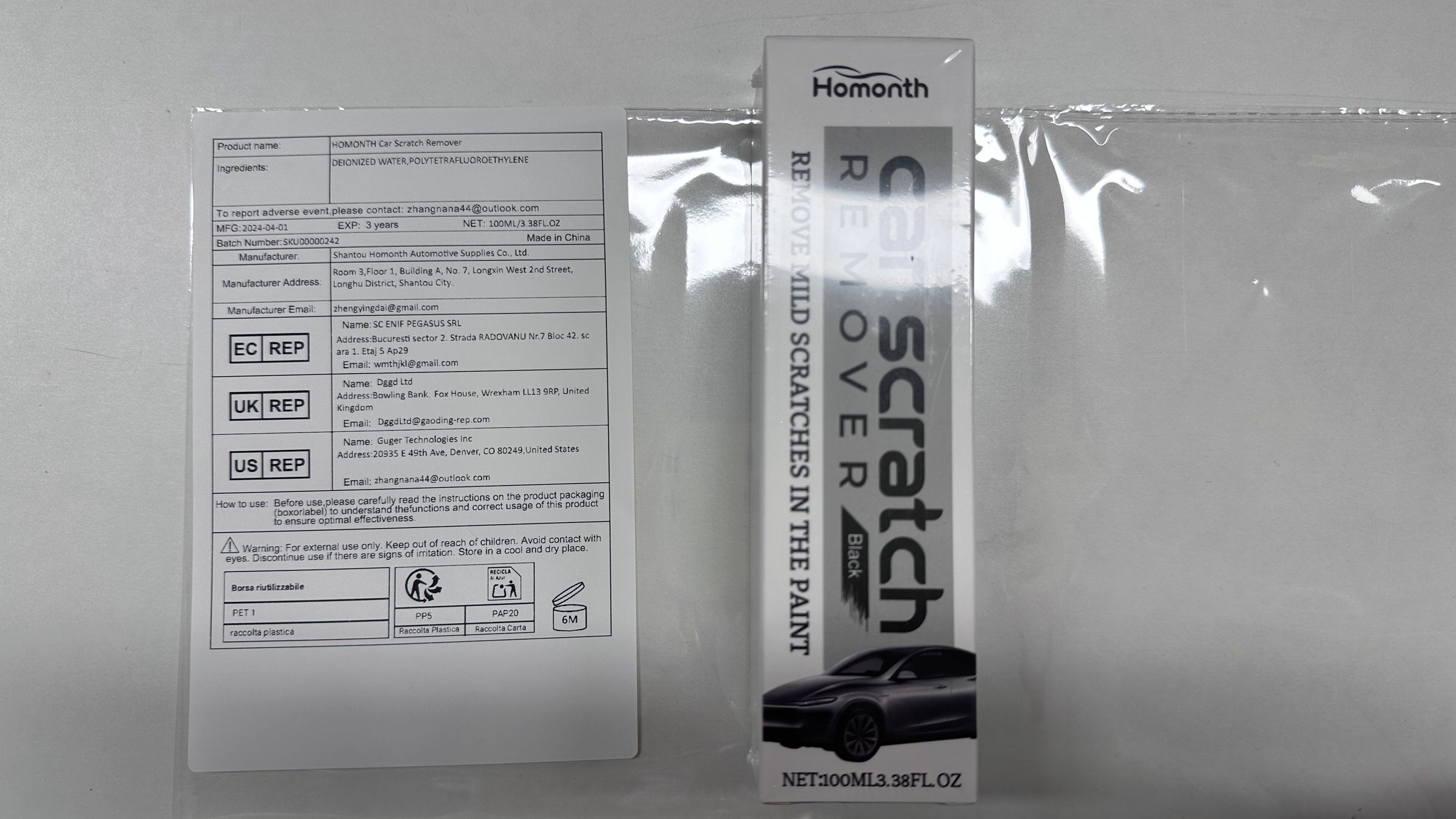 HOMONTH Black Automotive Paint Scratch Care Spray, 100 ml / 1 Bottle photo 3