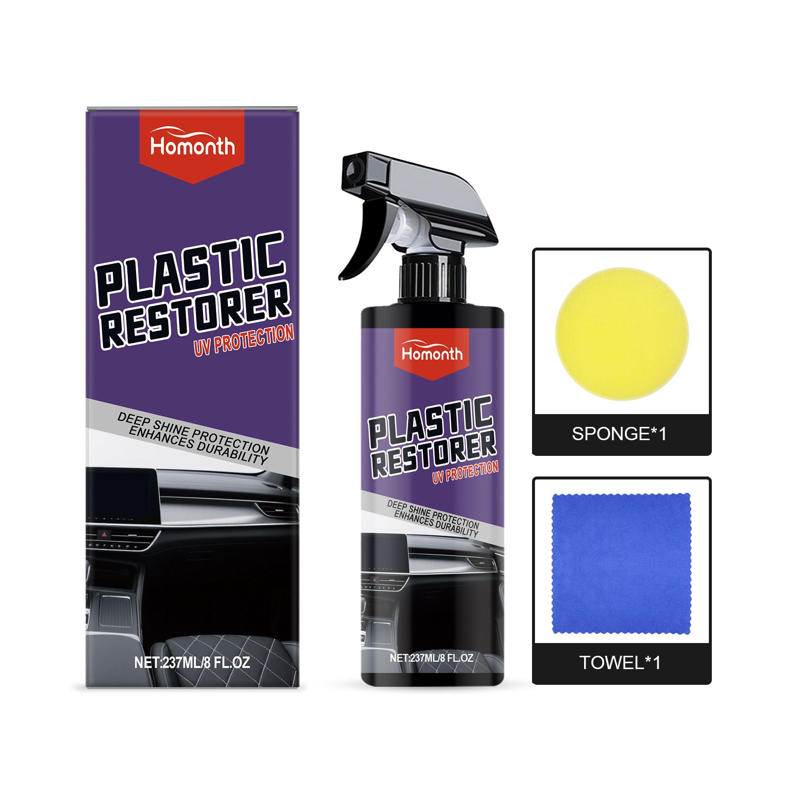 HOMONTH Automotive Plastic Care Spray, 1 Kit photo 1