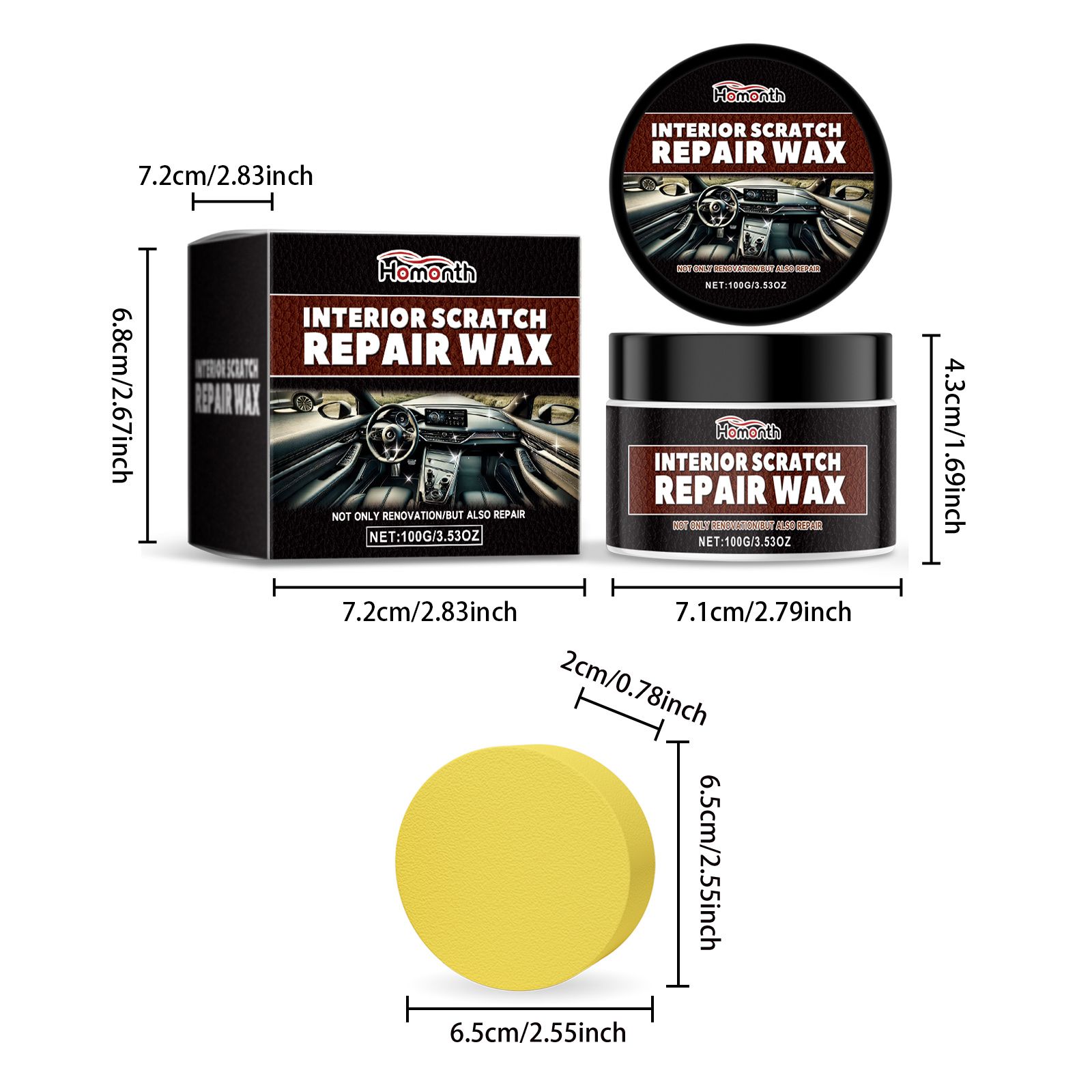 HOMONTH Automotive Interior Scratch Care Wax, 1 Kit photo 2