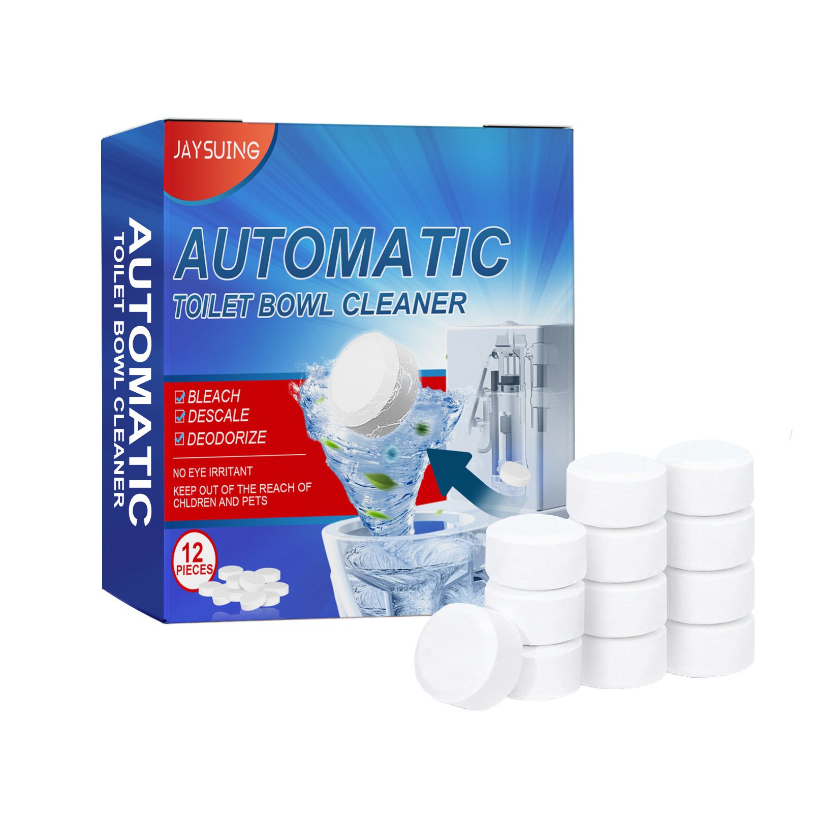 JAYSUING Toilet Bowl Cleaning Tablets, 12 Pieces photo 1