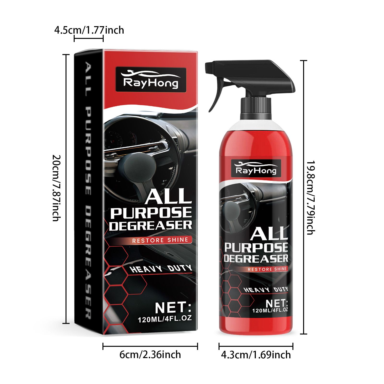 RAYHONG Multipurpose Automotive Cleaner, 120 ml / 1 Bottle photo 3