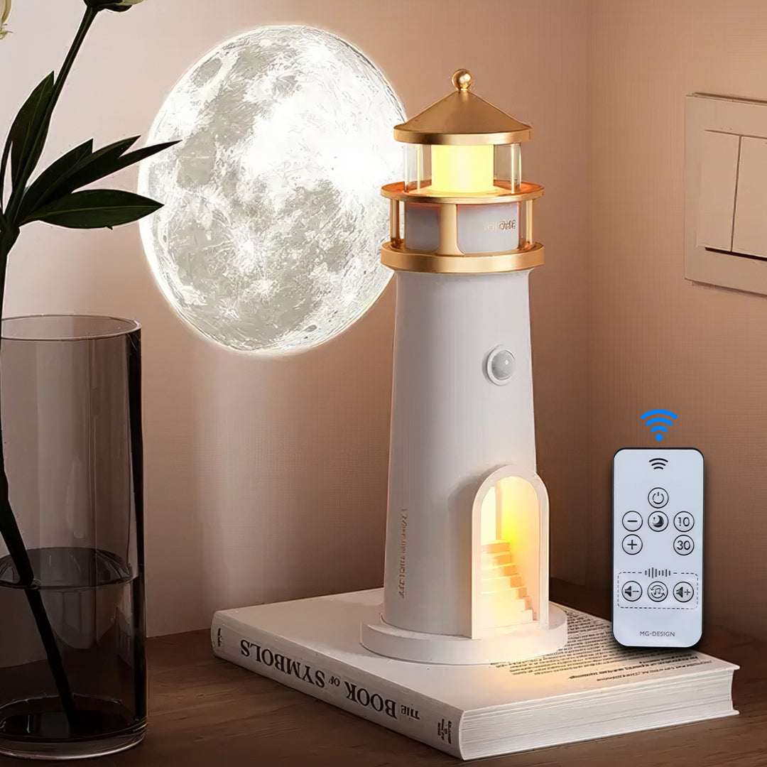 3-in-1 Lighthouse Projector Lamp With Moon & Ocean Sounds - Bluetooth Speaker photo 1