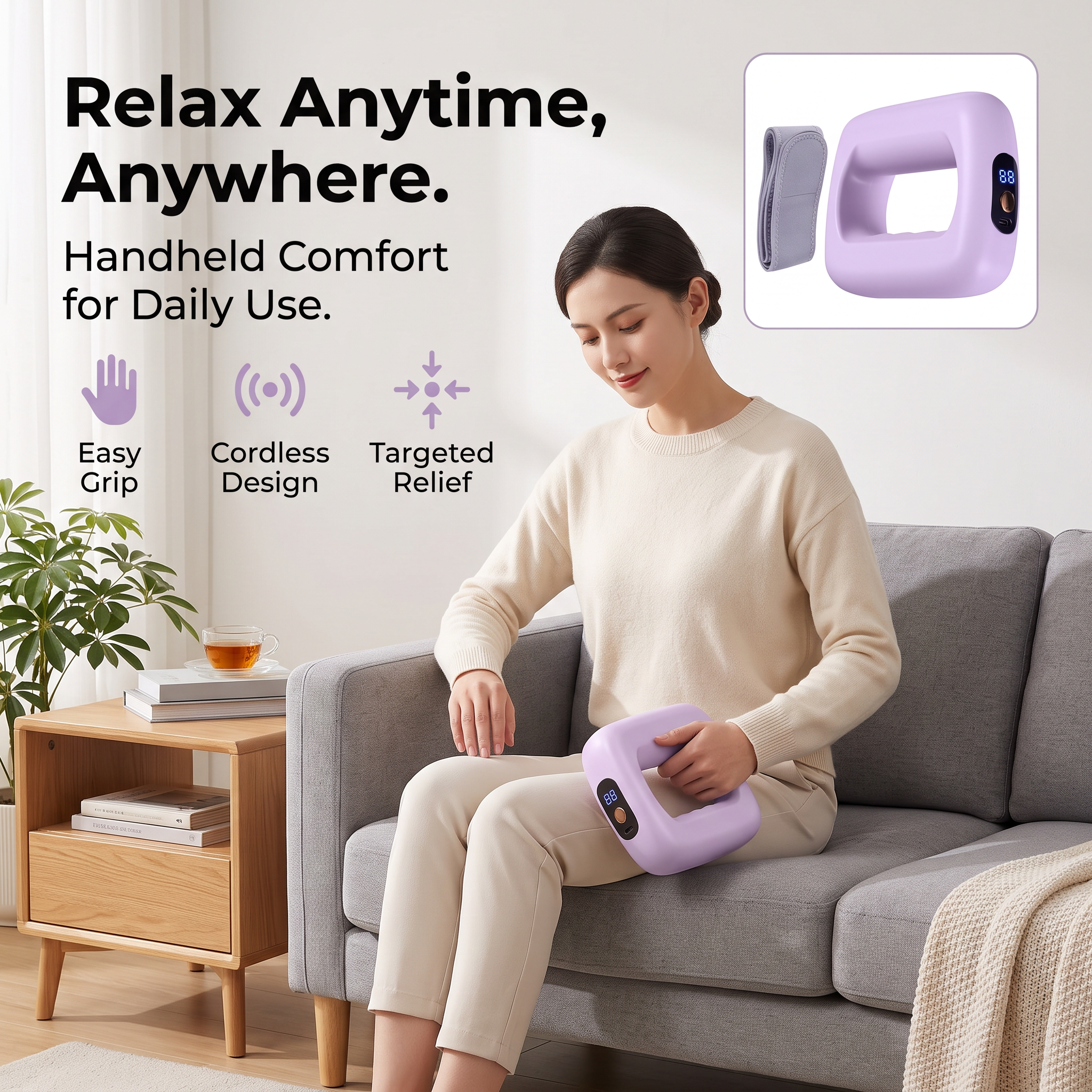 Rechargeable Fascial Ring Massager With Adjustable Strap, 8 Adjustable Settings, LED Display & USB-C Charging photo 3