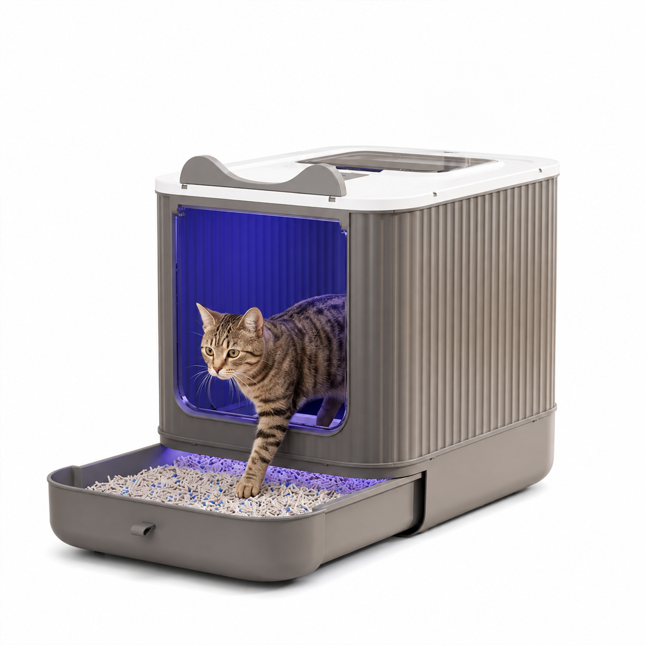 Enclosed Cat Litter Box With Top & Front Entry, Pull-Out Tray And Scoop, Mess-Reducing Indoor Cat Toilet photo 1