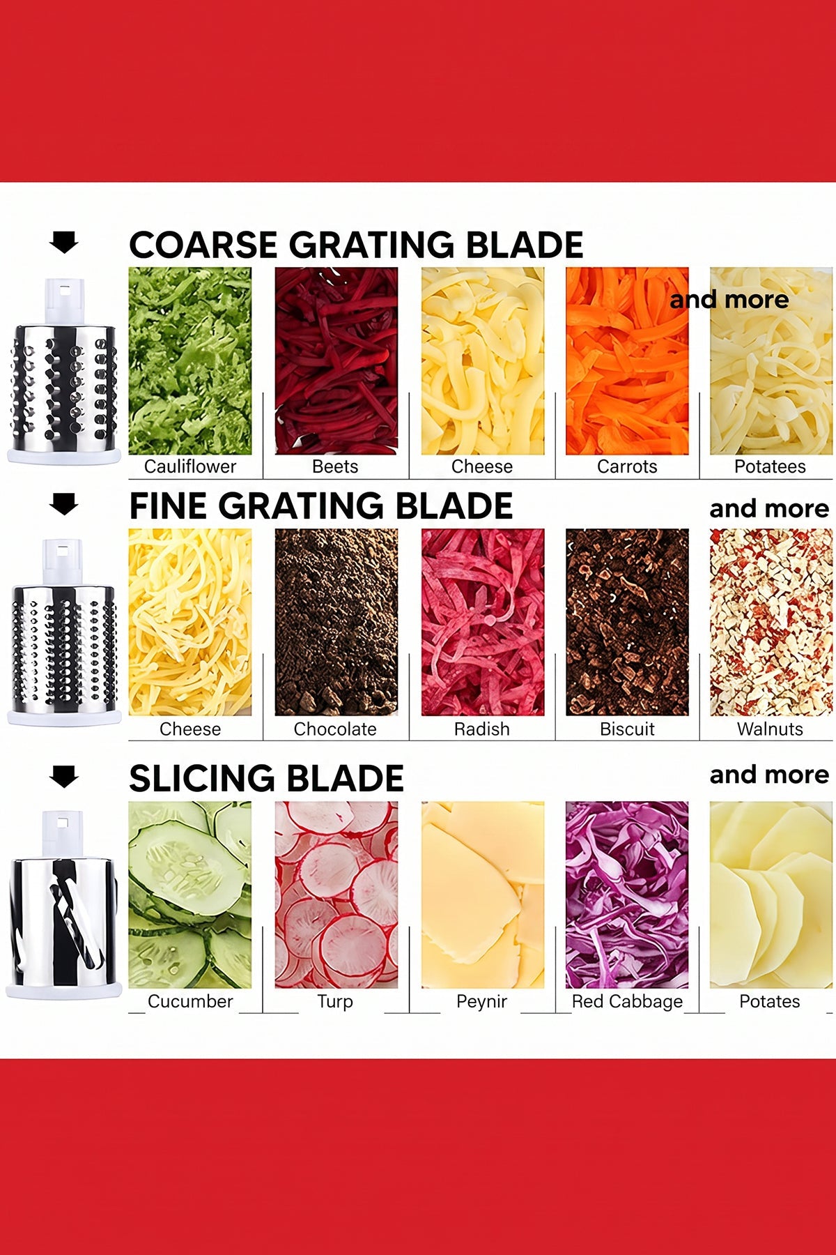 Manual Fruit & Vegetable Slicer Grater With 3 Attachments And Suction Base photo 4
