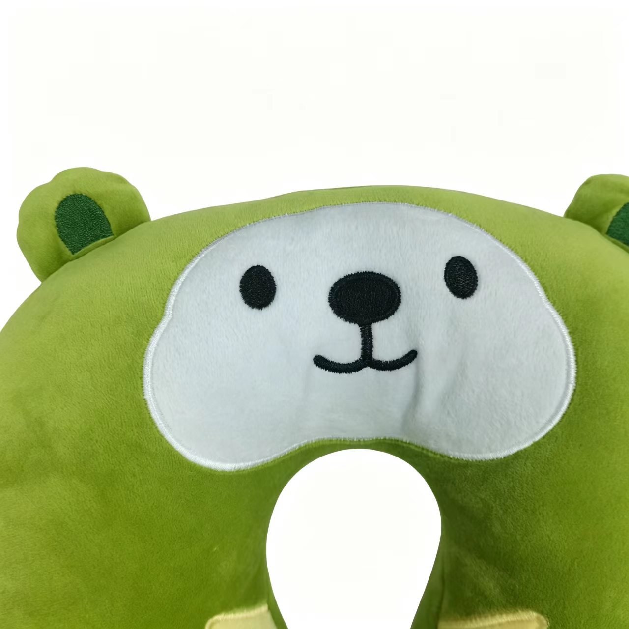Cute Green Cartoon Animal Plush Travel Neck Pillow, PP Cotton Filled U Shaped Neck Support Cushion, Soft Fluffy Neck Rest For Airplane Car Office Nap photo 3
