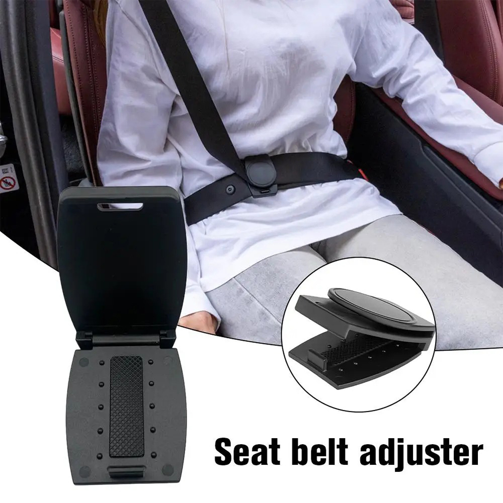 Car Seat Belt Adjuster Clamp Shoulder Neck Locking Clip Protector Durable Portable Comfortable Driving Black 2Pcs Pack photo 1