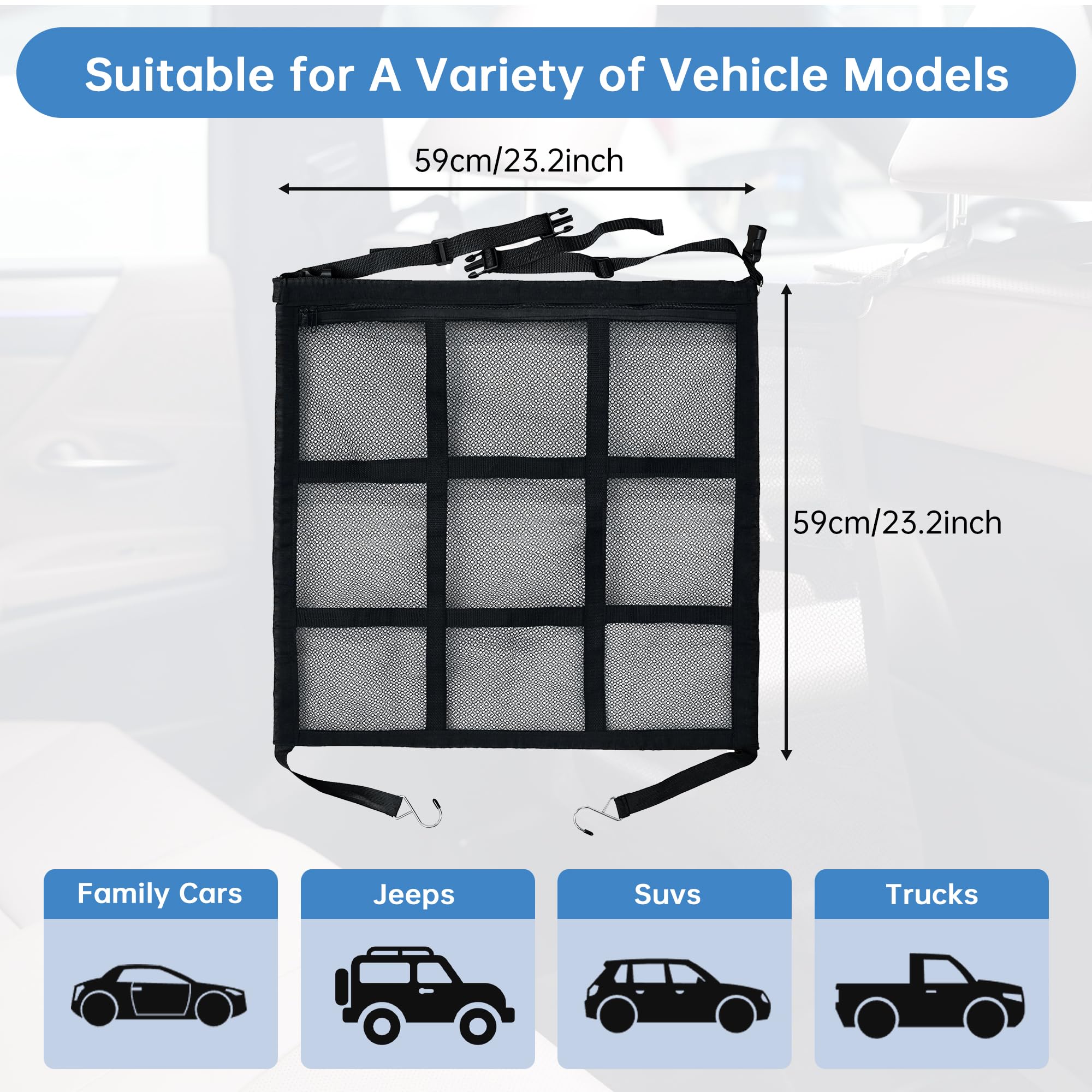 Dog Car Barrier For Sedans SUVs Trucks, Double-Layer Mesh, Easy Install photo 6