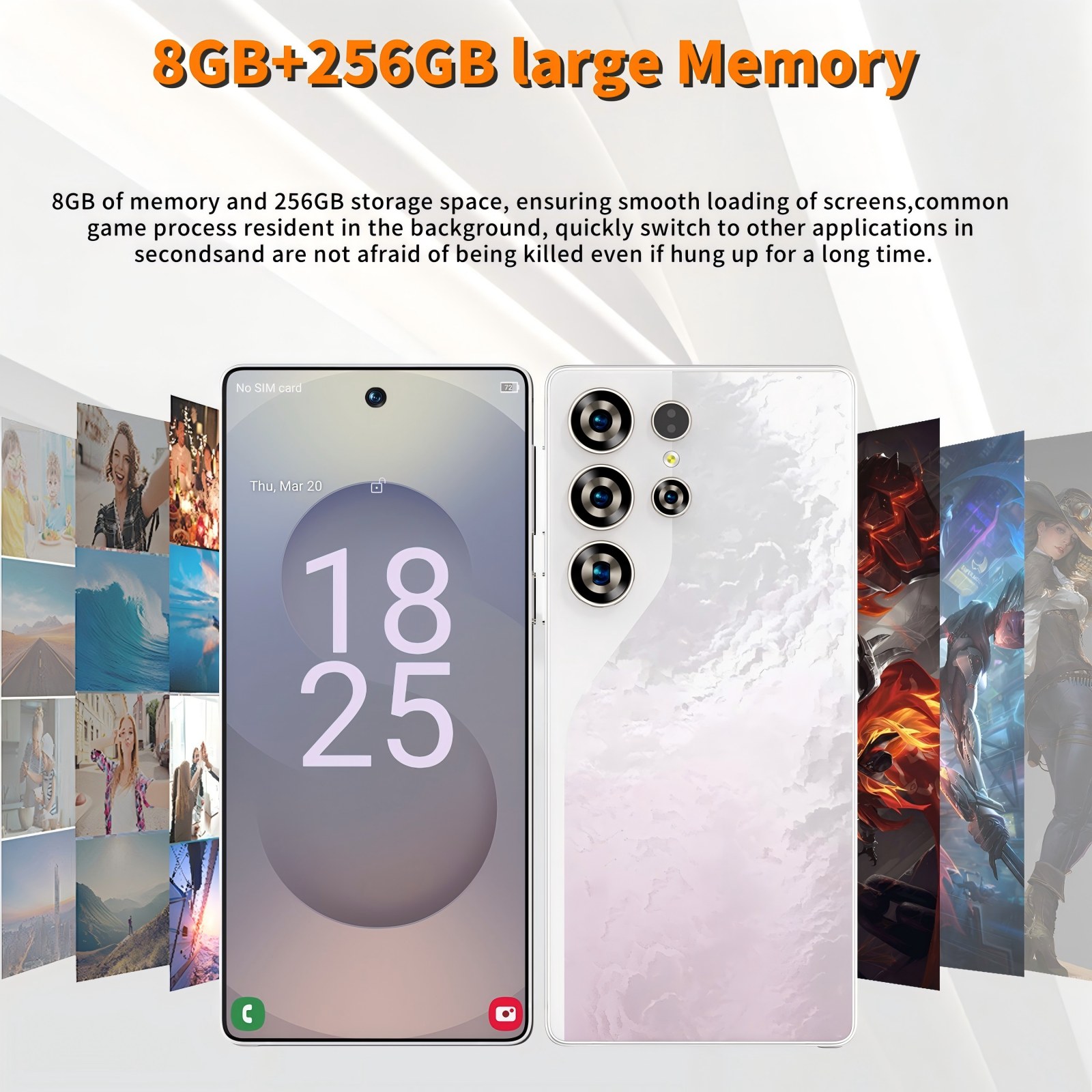 C26 Ultra 5G Unlocked Smartphone, 8GB RAM 256GB Storage Android 15 Cell Phone, 6.9inch FHD Display, 8000mAh Long Battery, Dual SIM, Face & Fingerprint Unlock, GPS, Built-in Stylus photo 4