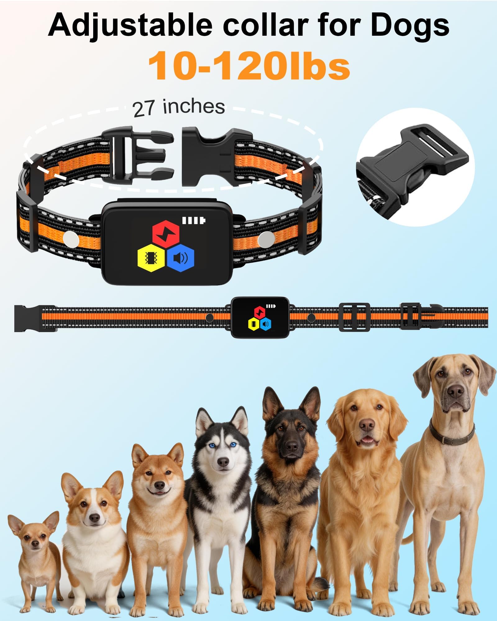 Dog Shock Collar, Dog Training Collar With Remote For 10-120lbs Dogs 4 Training Modes, Beep, Vibration, Shock, No-Shock, IP67 Waterproof ECollar For Small Medium Large Dogs, Electric Dog Collar photo 2