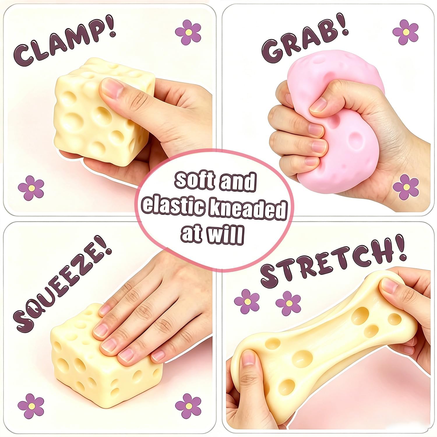 Cheese  Toy For Stress & Anxiety Relief  Soft Skin-Feel Cheese Block Squeeze Toy, Great Fidget Companion For Adults,  Food Design photo 5
