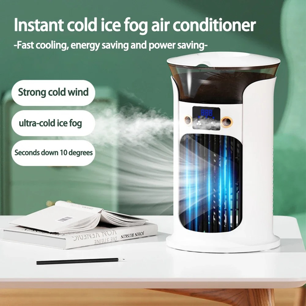 Portable Mini USB Desktop Air Cooler Fan  Suitable For Home, Room, And Camping Use Combines Humidification, Cooling, And Night Light Functions. photo 1