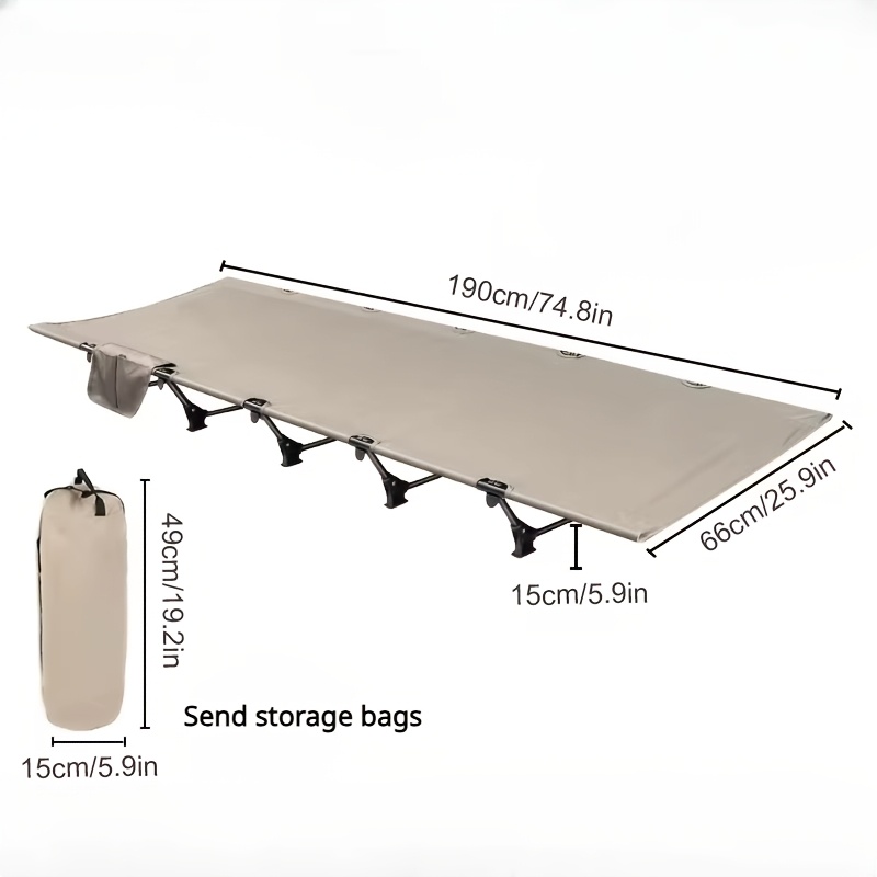 Camping Cot Folding Camp Bed Portable Outdoor Bed Aluminum Camping Cot Backpacking Cot Ultralight Camp Cot Heavy Duty Camping Cot 600D Oxford Camping Bed Camping Cot With Side Pocket photo 4