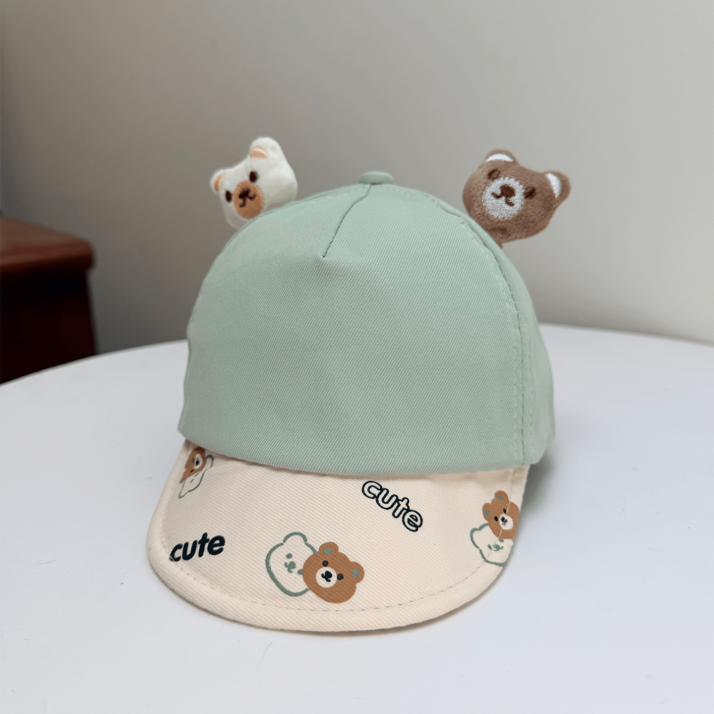 Korean-style Patchwork Printed Lettering Soft Brimmed Baseball Cap With Three-dimensional Plush Bear Ears And Baby Style Cap photo 5