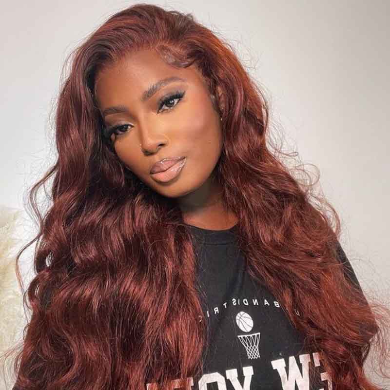 4x6 Lace Human Hair Wig Reddish-Brown Body Wave, Density, 10 Inches photo 1
