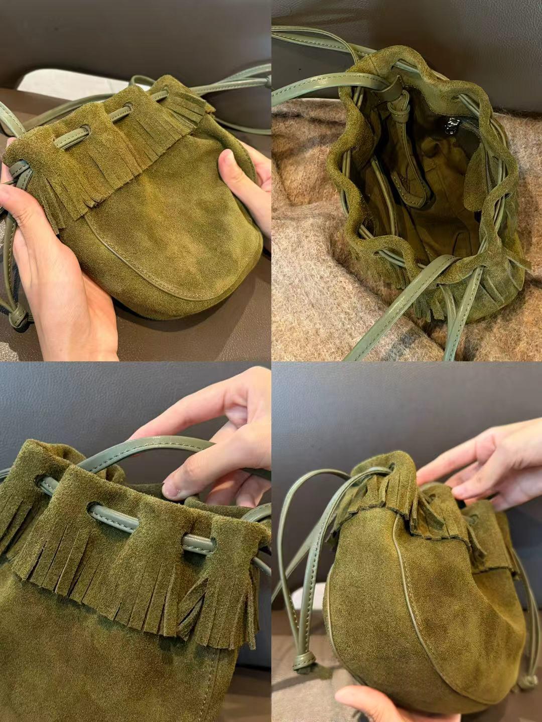 Tassel Bucket Bag, Genuine Leather Single Shoulder Diagonal Cross Bag, 2026 New Drawstring Underarm Bag, High-end Women's Commuting Small Bag - Leopard Print Coffee photo 5