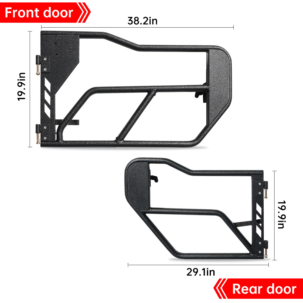 Tube Doors With Side View Mirror For 2018-2025 Je Ep Wrangler JL JLU And Gladiator JT 4-Doors - Includes 4XE 4-piece Set Off Road Summer Trail Adventure photo 1