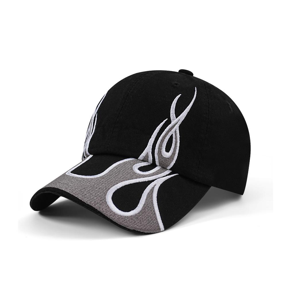 American-style Color-matched Flame Baseball Cap, Retro Washed Soft Top Baseball Cap, Men's And Women's Street Fashion Casual Hat photo 6