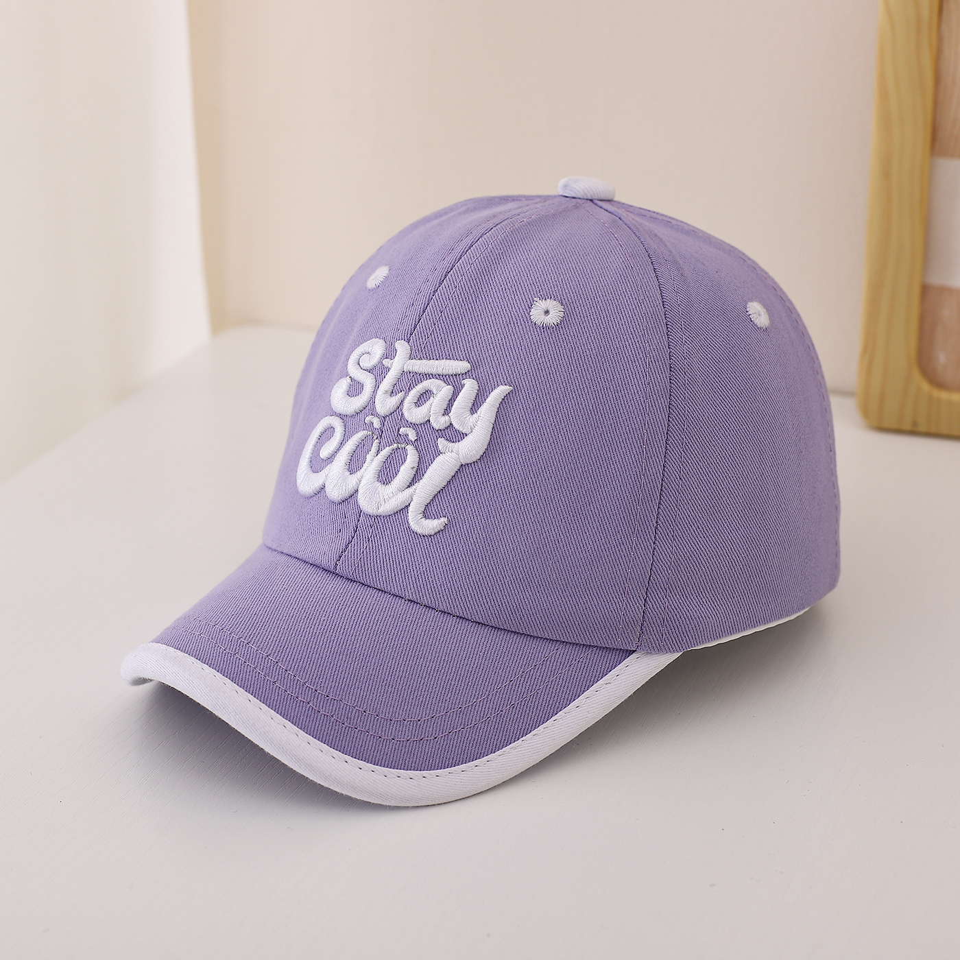 Children's Multi-color Edge-stitching Creative Font English Embroidery Adjustable Trendy Baseball Cap Fashionable Sport Shopping photo 2