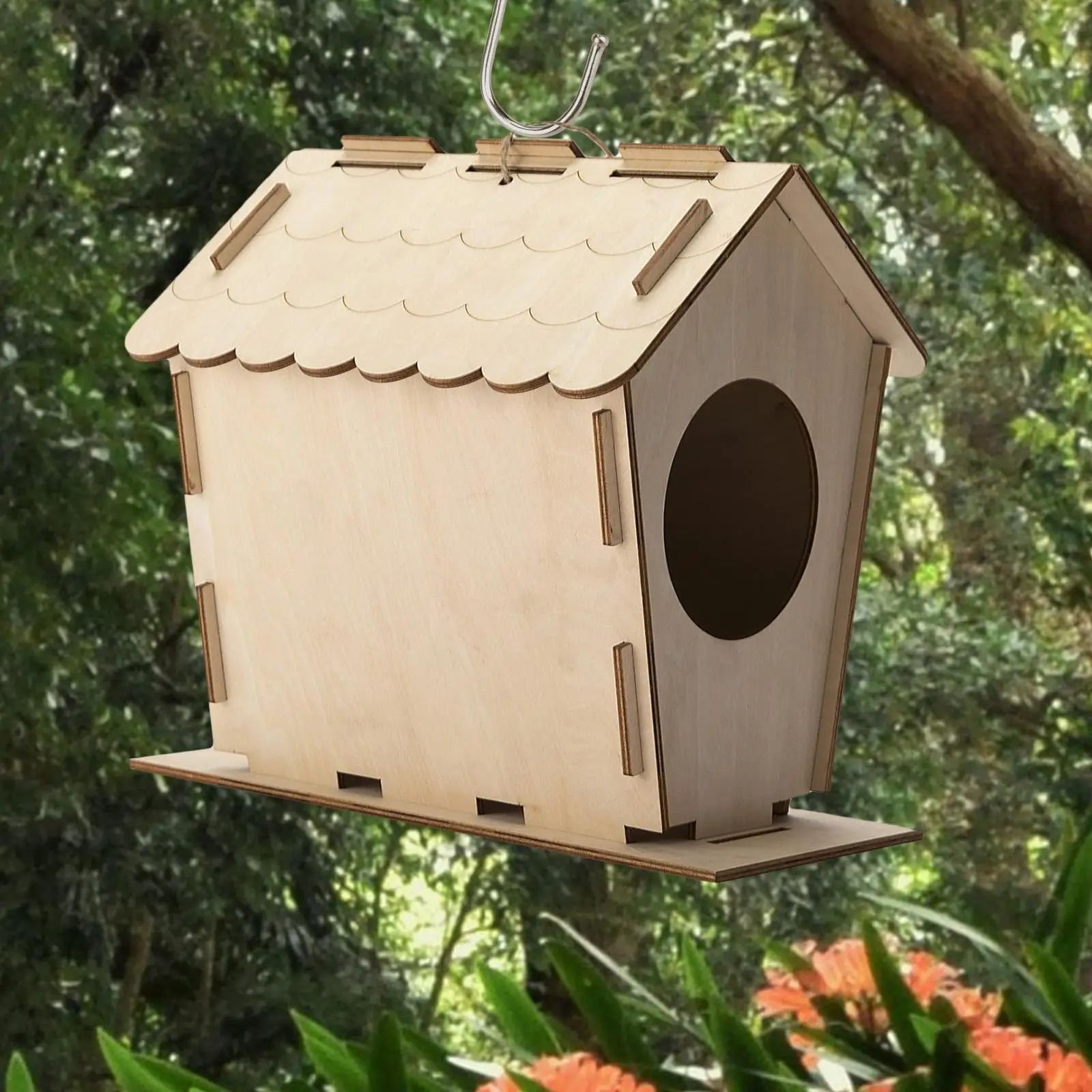DIY Bird House Yard Gift Shelter Outdoor Unfinished Bird Nest Wooden Nesting Box photo 3