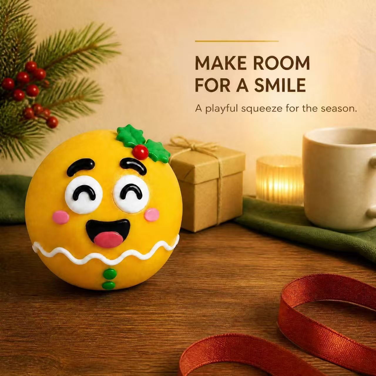 Christmas Squeeze Ball Stress Relief Toy, Slow Rebound Festive Character Fidget Ball, TPR Shell Flour-Filled, Holiday Party Favors Stocking Stuffers For Kids Adults photo 8