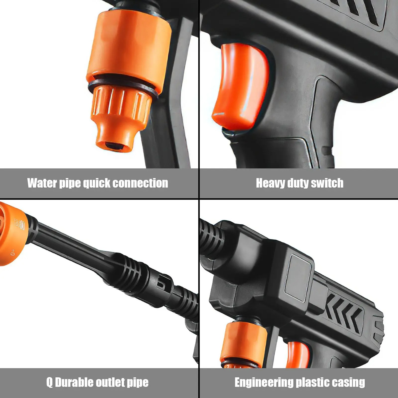 48Vf Portable High-Pressure Washer With Spray Gun And 6-in-1 Nozzle For Cleaning And Watering Cars, Floors, And Gardens photo 6