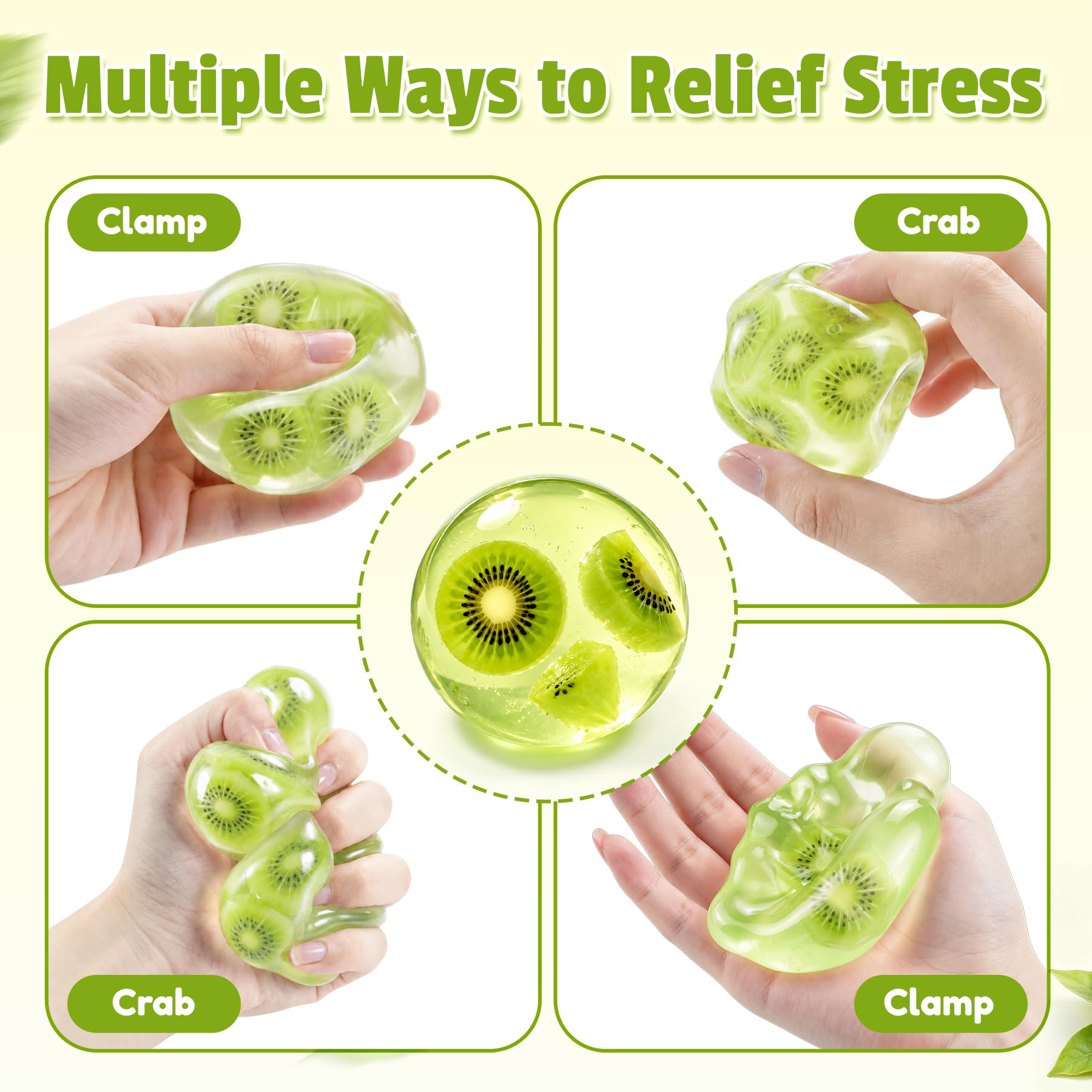 Coconut Oil Squishy, Slow Rising Stress Ball With Kiwi Inside Slow Rising Ball, Coconut Oil Filled Squeeze Toy, Soft Fidget Toy For Stress Anxiety Relief, Ideal Gift For Birthday Party photo 2