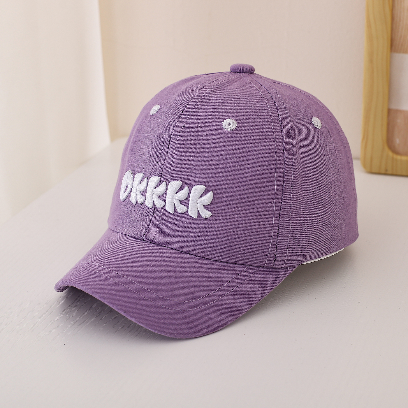 Children's Single-color Three-dimensional Letter Embroidered Adjustable Simple And Fashionable Baseball Cap Suitable For Outdoor Sports And Travel photo 2