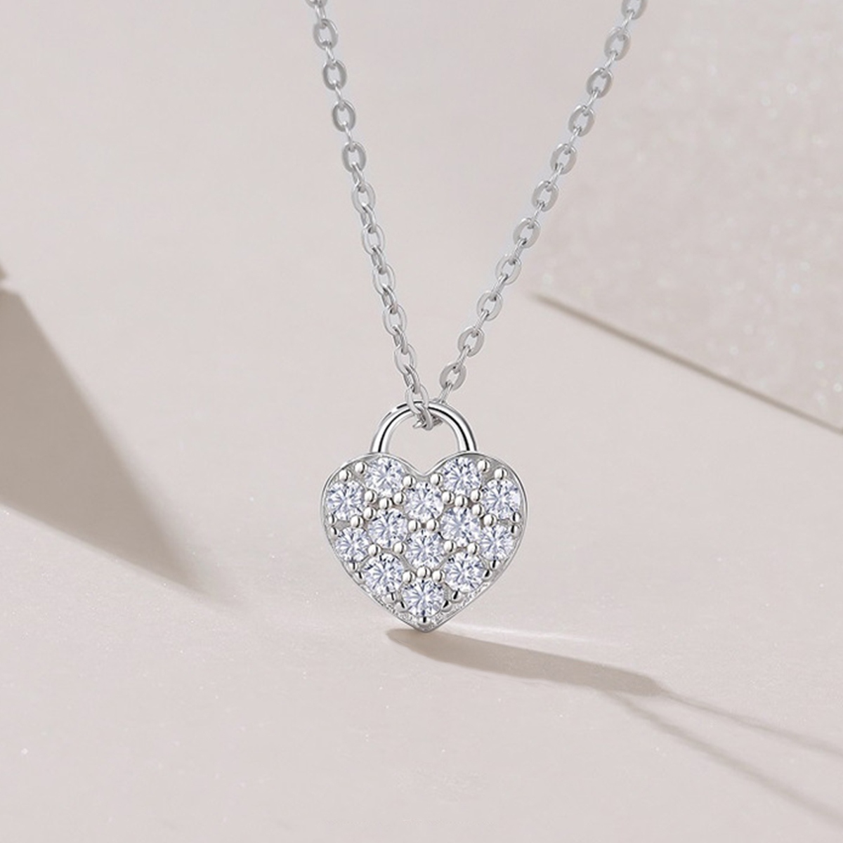S925 Silver 4g Pave Heart Moissanite Necklace, D VVS1, 40&5cm, GRA Certified photo 2