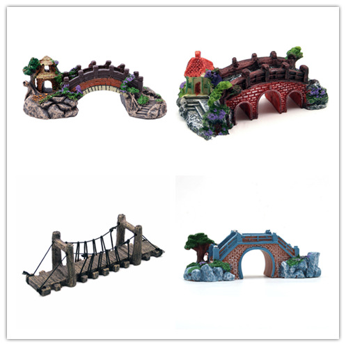 Fish Tank Aquarium Landscape Rockery Fake Bridge Landscaping Decoration Package Fish Globe Decorative Simulation Bridge Rockery Stone photo 5