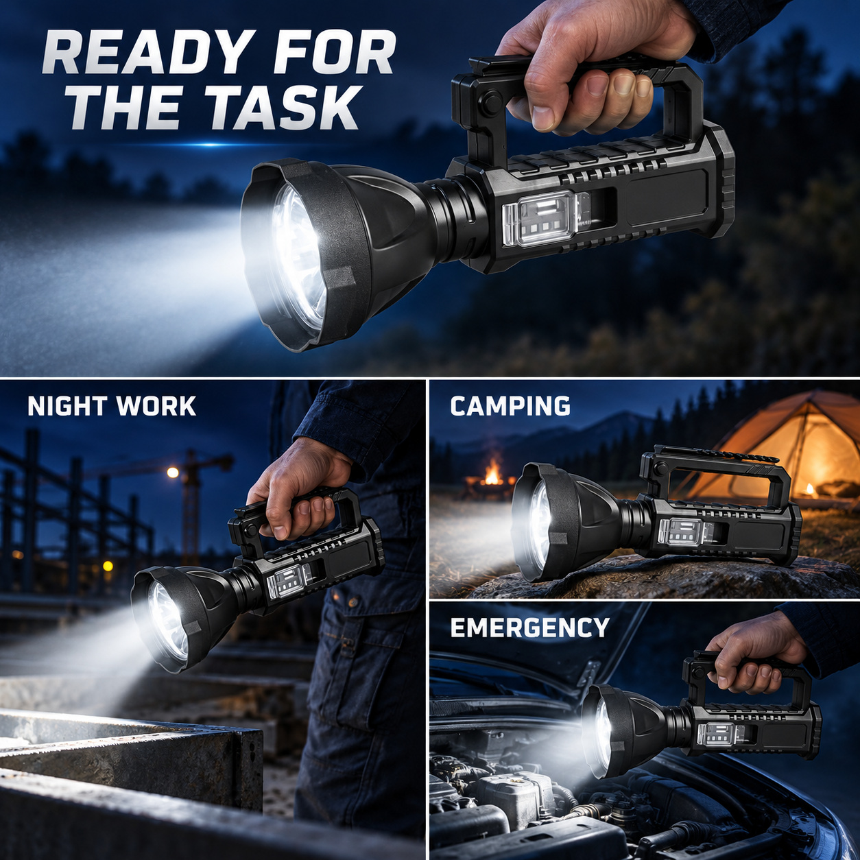 Rechargeable Battery Display Power Bank Function LED Work Light 19W 4500mAh For W5119 1200LM Flashlight photo 3