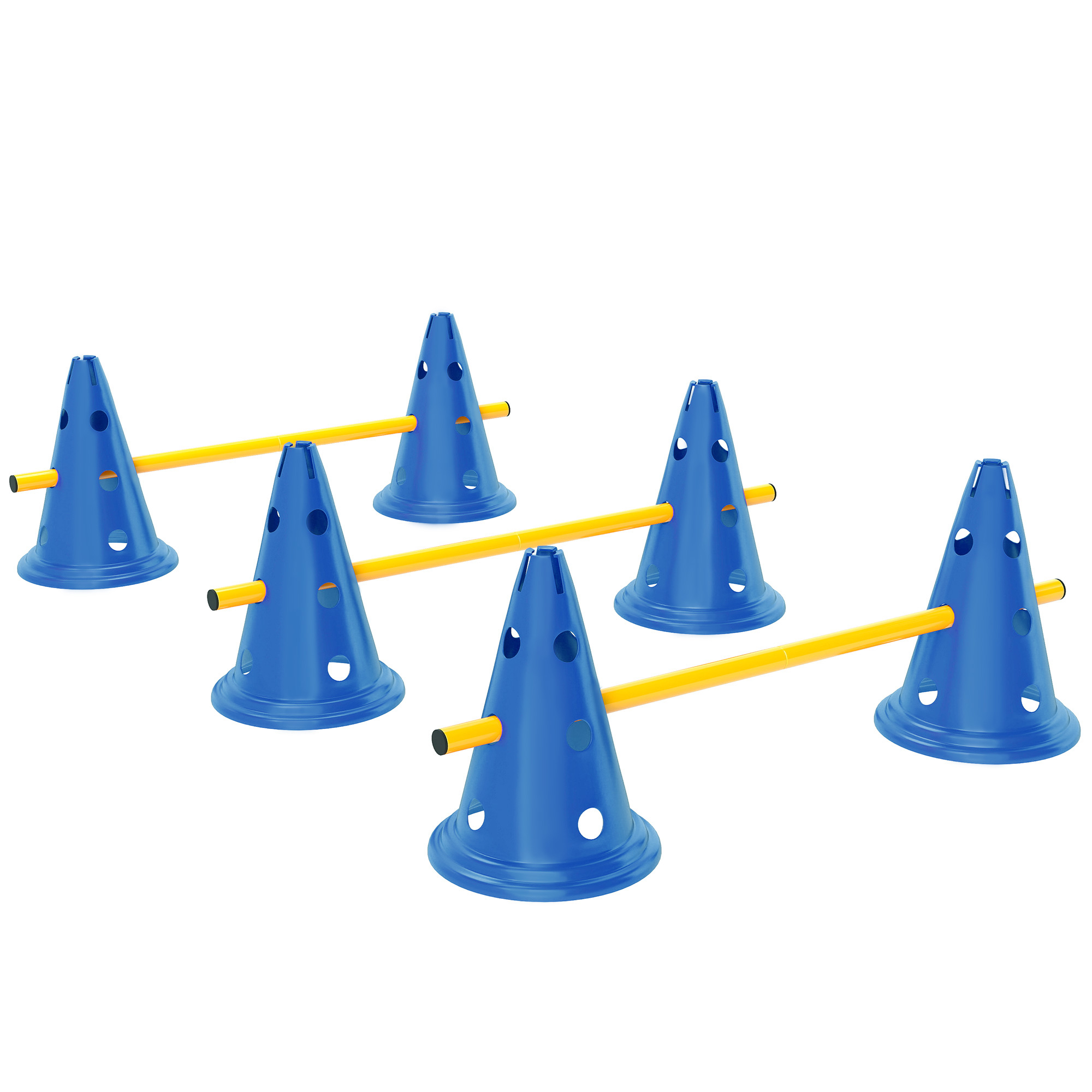 Dog Agility Equipment Set Of Six Cones, Six Poles With Carry Bag, Three-Piece Adjustable Height Jumping Obstacles, Blue photo 2