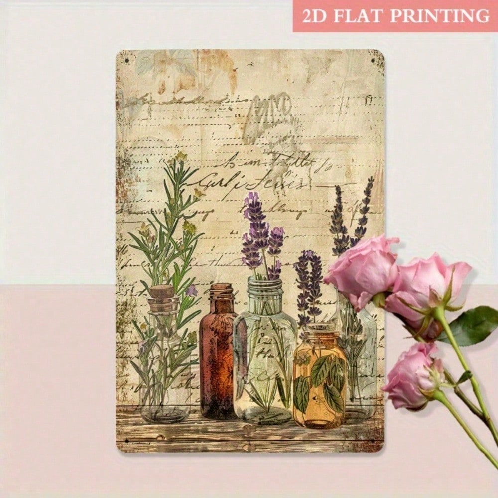 Vintage Herbal Bottle Metal Sign 8x12, 2D Flat Botanical Plant Print Tin Art photo 3