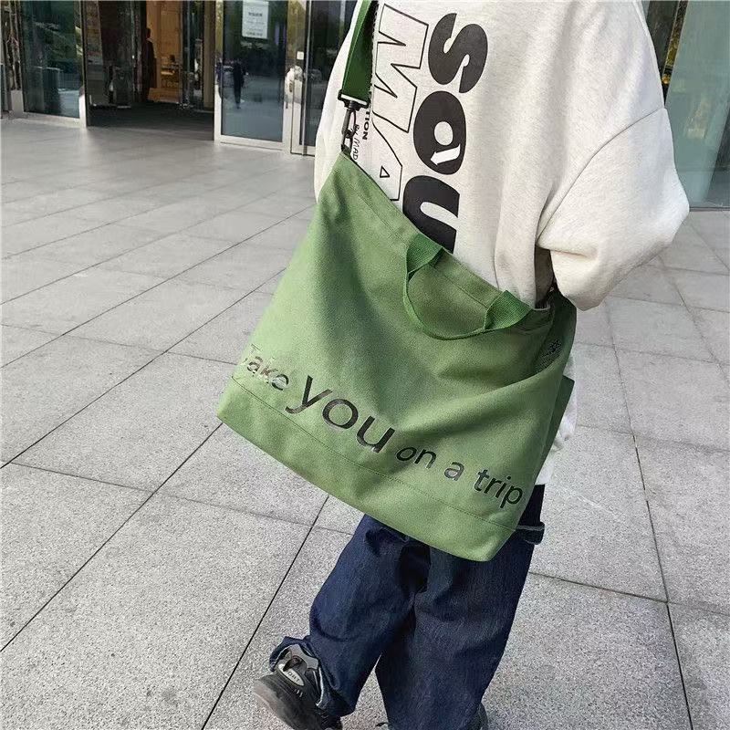 Retro Canvas Bag Luggage Travel Bag Oversized Capacity Canvas Storage Bag Portable Business Handbag - Green photo 2