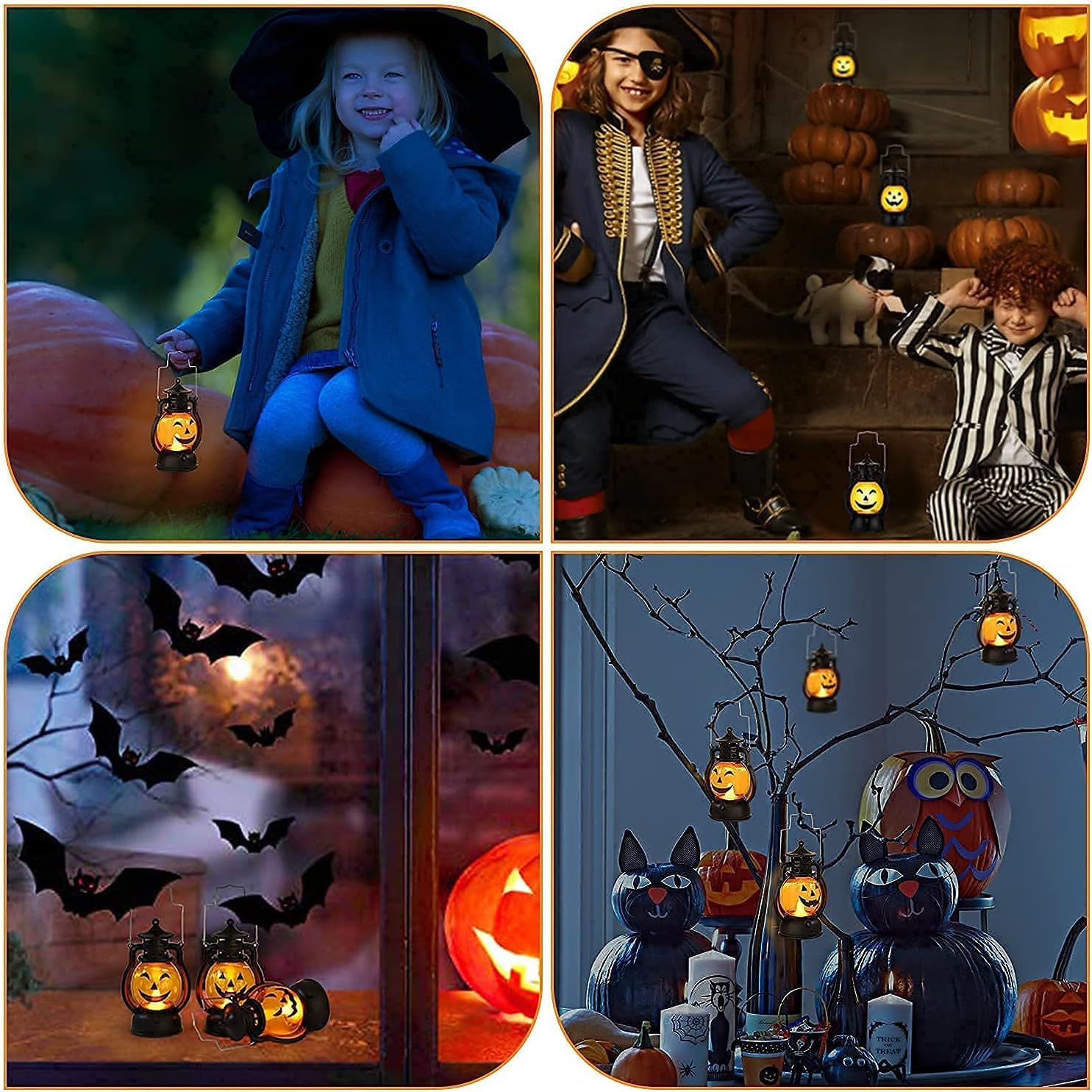 3-Pack Kids Pumpkin Light-Up Lanterns Battery Operated LED Halloween Indoor Outdoor Decorations photo 3