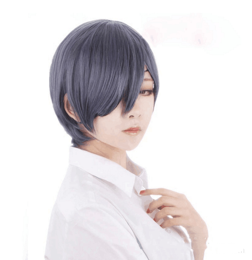 Wig Men's Purple Gray Mixed Color Short Hair photo 2