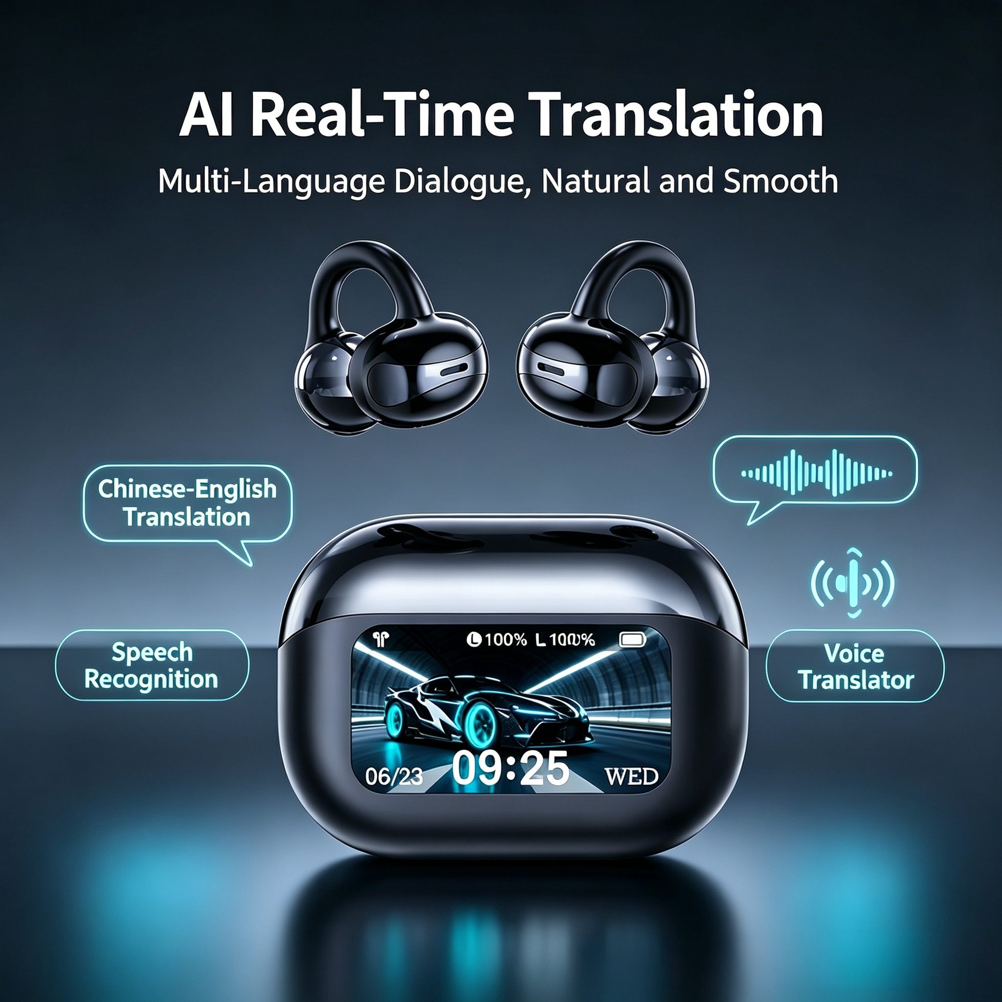 KP-112 Best-selling Wireless Bluetooth Ear-Clip Headphones AI Translation Music Gaming Low Latency In Stock photo 4