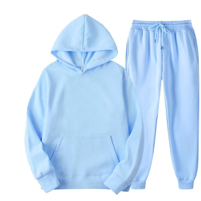 2025 New Men Spring Autumn Solid Hoodie 2Pcs Tracksuit Casual Sport Suit photo 3