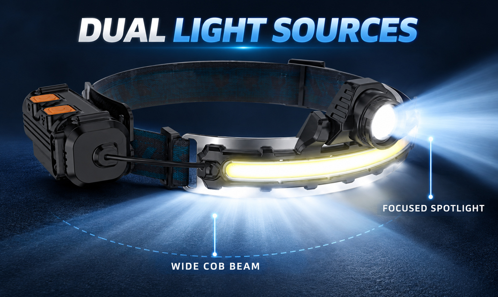 Rechargeable Motion Sensor Zoomable Battery Display LED Work Light Type C 2000mAh W679 2 Headlamp photo 6