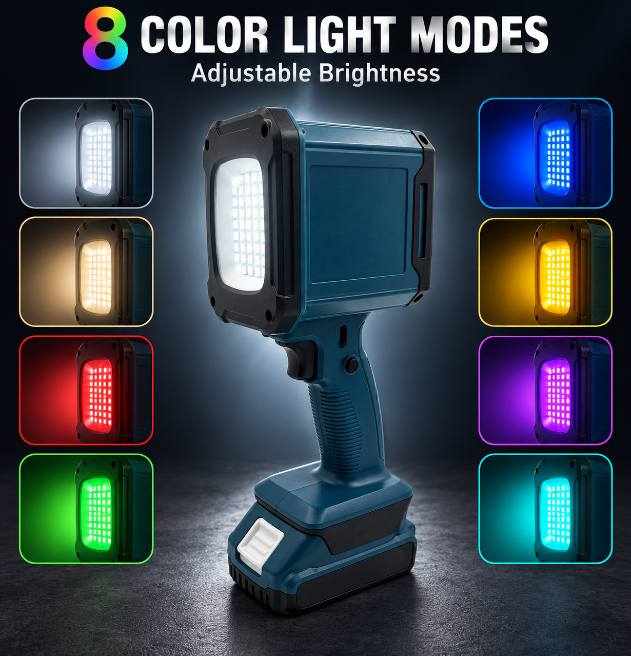 Rechargeable Type C LED Work Light 15000mAh W8132 420LM RGB Lighting Flashlight P50 6500mAh Battery photo 5