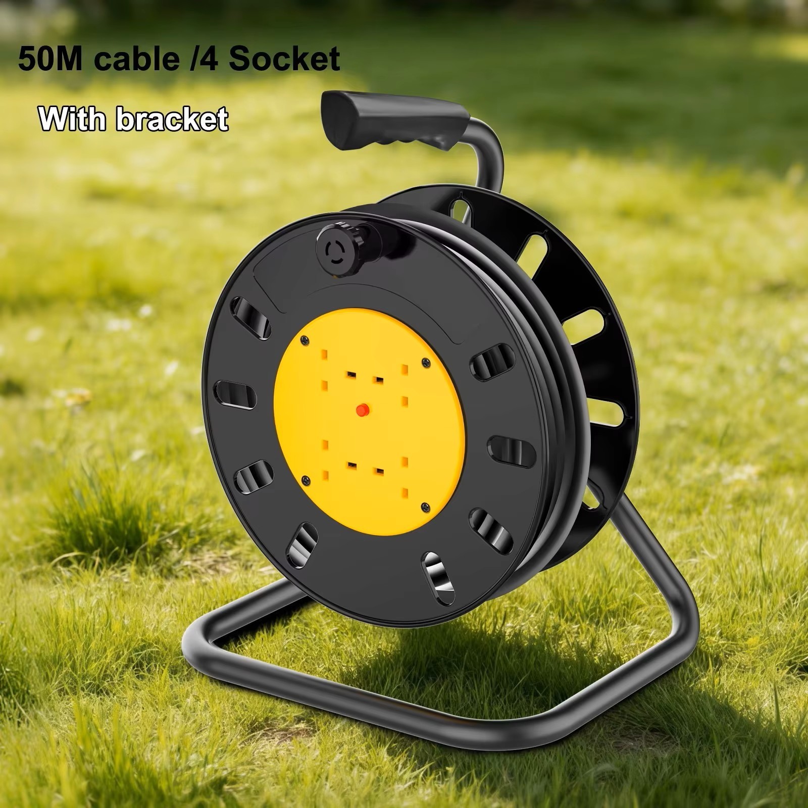 50M Cable Extension Reel Lead 4 Way Gang Mains Socket 13 Amp Heavy Duty Cable photo 1