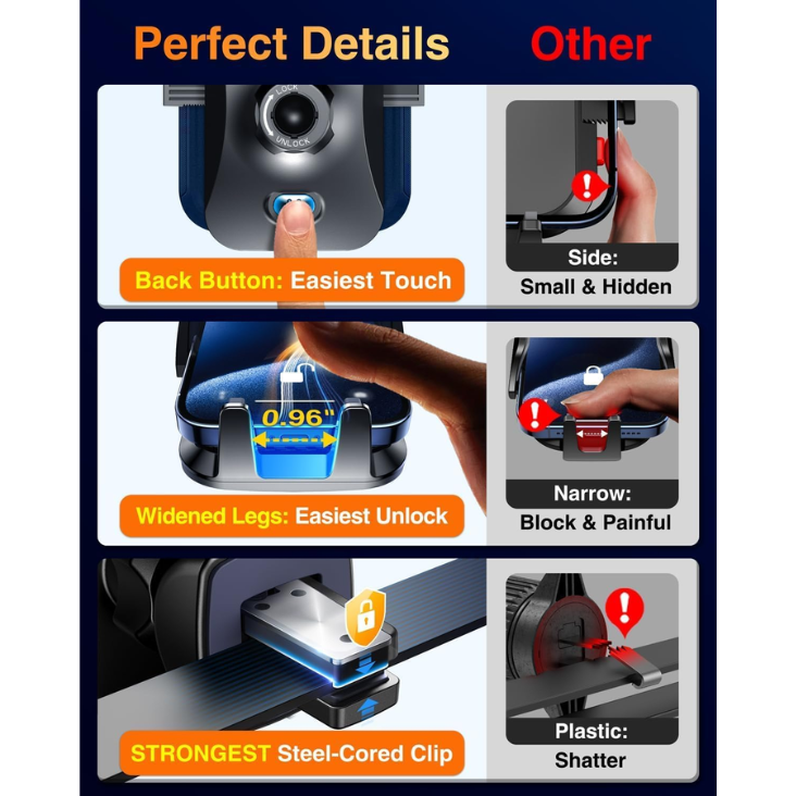 Strongest Suction  Military Grade Ultimate Car Phone Mount Patent Safety Certs Cell Phone Holder For Dash Windshield Vent For photo 2