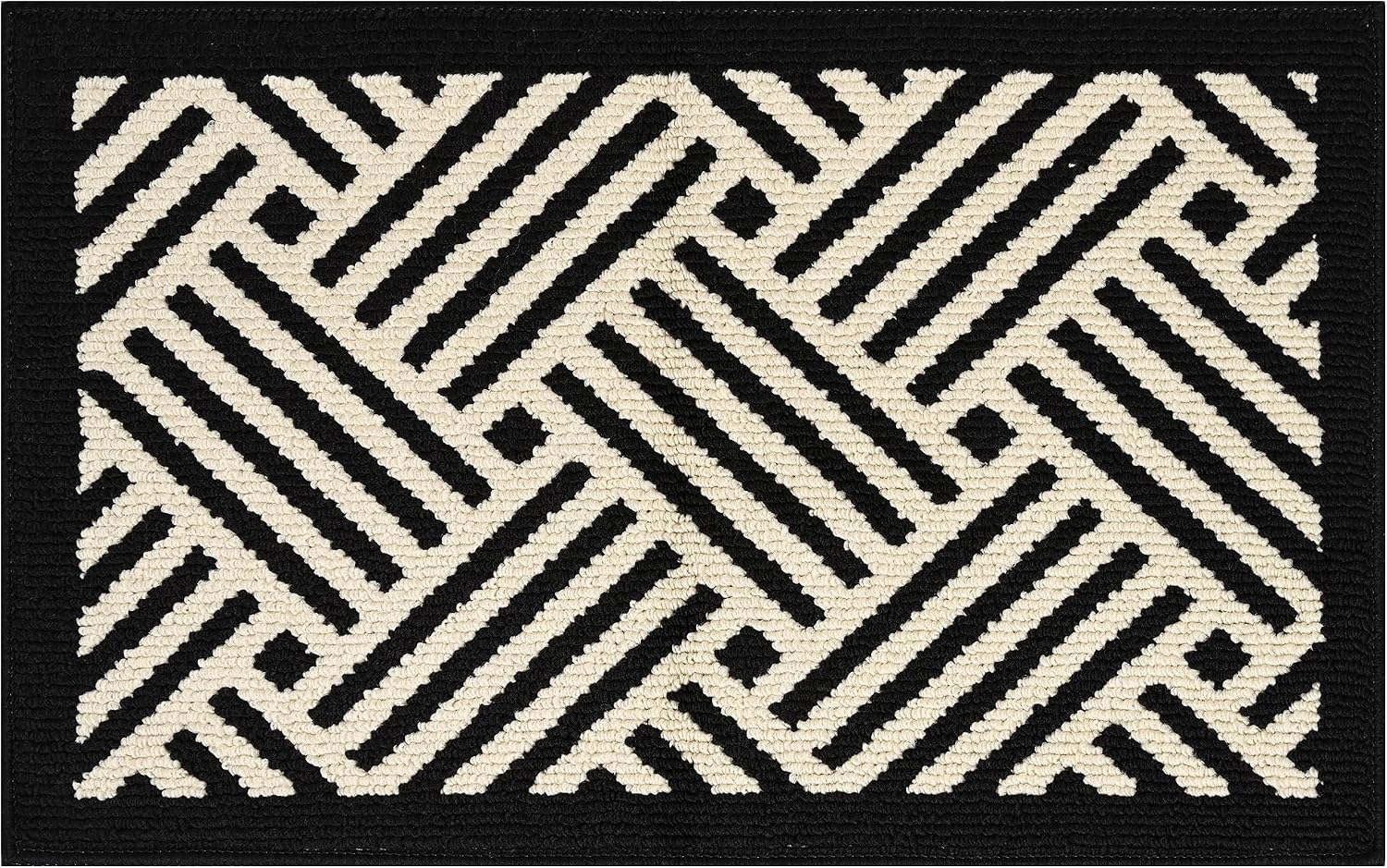 Black Wave Indoor Door Mat 20x32 Inch, Entrance Floor Mat For Front Door, Entryway, Hallway And Home photo 1