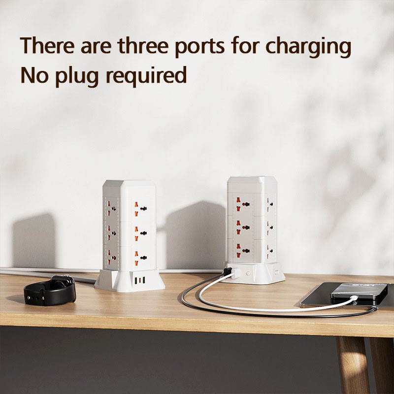 Extension 12 Way Tower Power Lead With 3 P Orts Multi Socket Surge Protected photo 2