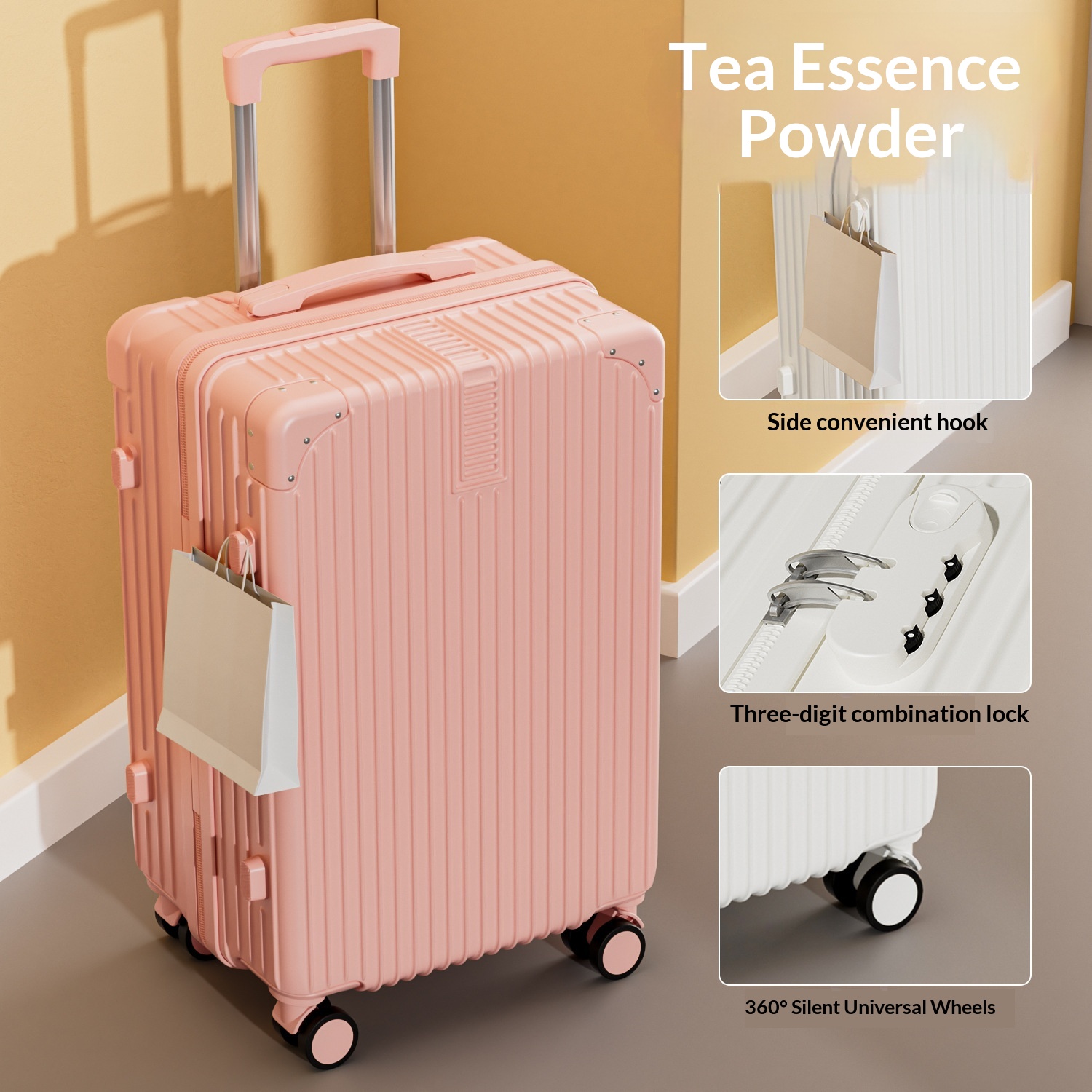 Quiet Swivel Wheels Women's Lightweight Password Lock Durable Large Capacity Travel Bag For Students, Durable New Design, Multi-functional - Shockproof Quiet Wheels-dogwood Pink photo 1