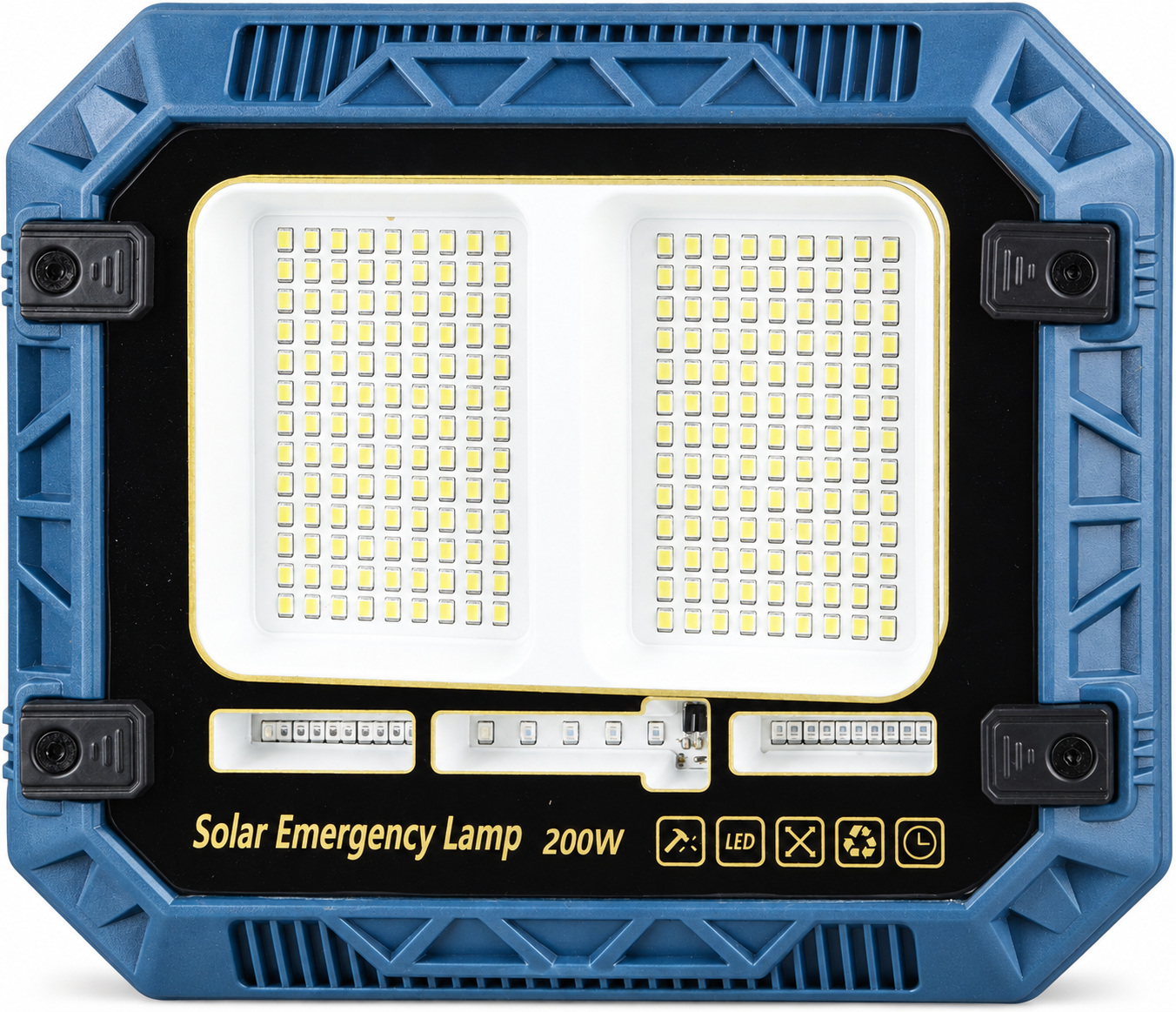 Solar Powered Rechargeable Battery Display 18650 W8113 2 LED Flood Light Red Blue Warning SMD photo 1