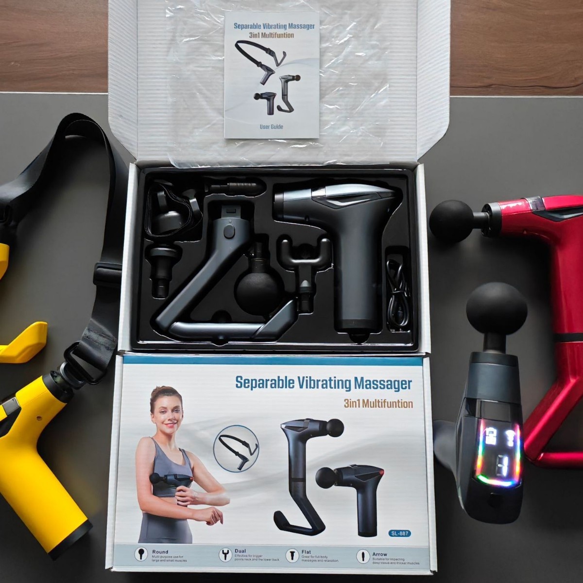 Cross-Border 887 Split-Type Silent Fascia Gun With Detachable Handle, Vibration Belt, Massage Muscle Fitness Gun photo 4