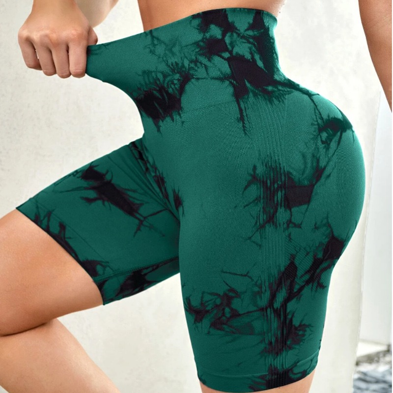 Women Tie Dye Seamless Biker Shorts High Waist Tummy Control Butt Lifting Workout Yoga Shorts For Gym Running photo 8